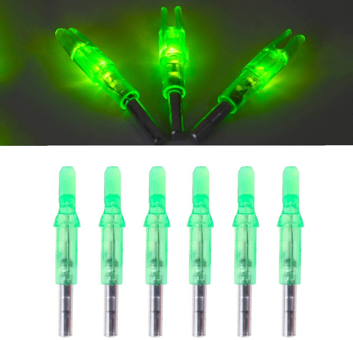 SGerste Lighted Archery LED Arrow Nocks Hunting Internal Arrow Nocks Nocks Tails Fit 6.2mm Arrow Shaft 6pcs