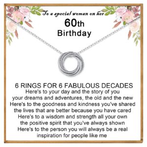 useedovia 60th birthday gifts for women, 925 sterling silver circle 6 decades birthday necklace birthday jewelry gift for her mom friend daughter sister lover family