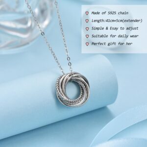 USEEDOVIA 60th Birthday Gifts for Women, 925 Sterling Silver Circle 6 Decades Birthday Necklace Birthday Jewelry Gift for Her Mom Friend Daughter Sister Lover Family