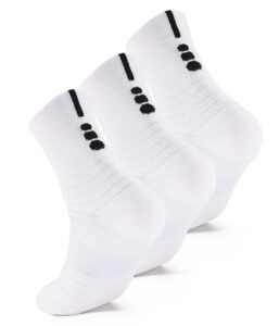 diliba elite basketball socks cushion ​athletic crew socks for men's women's youth boy white