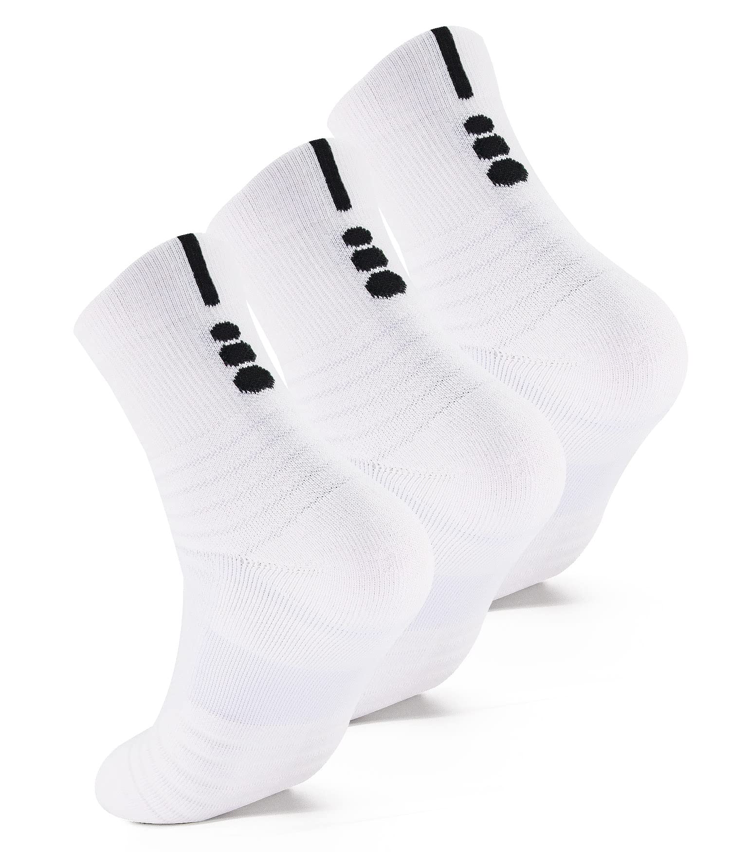 DILIBA Elite Basketball Socks Cushion ​Athletic Crew Socks for Men's Women's Youth Boy White