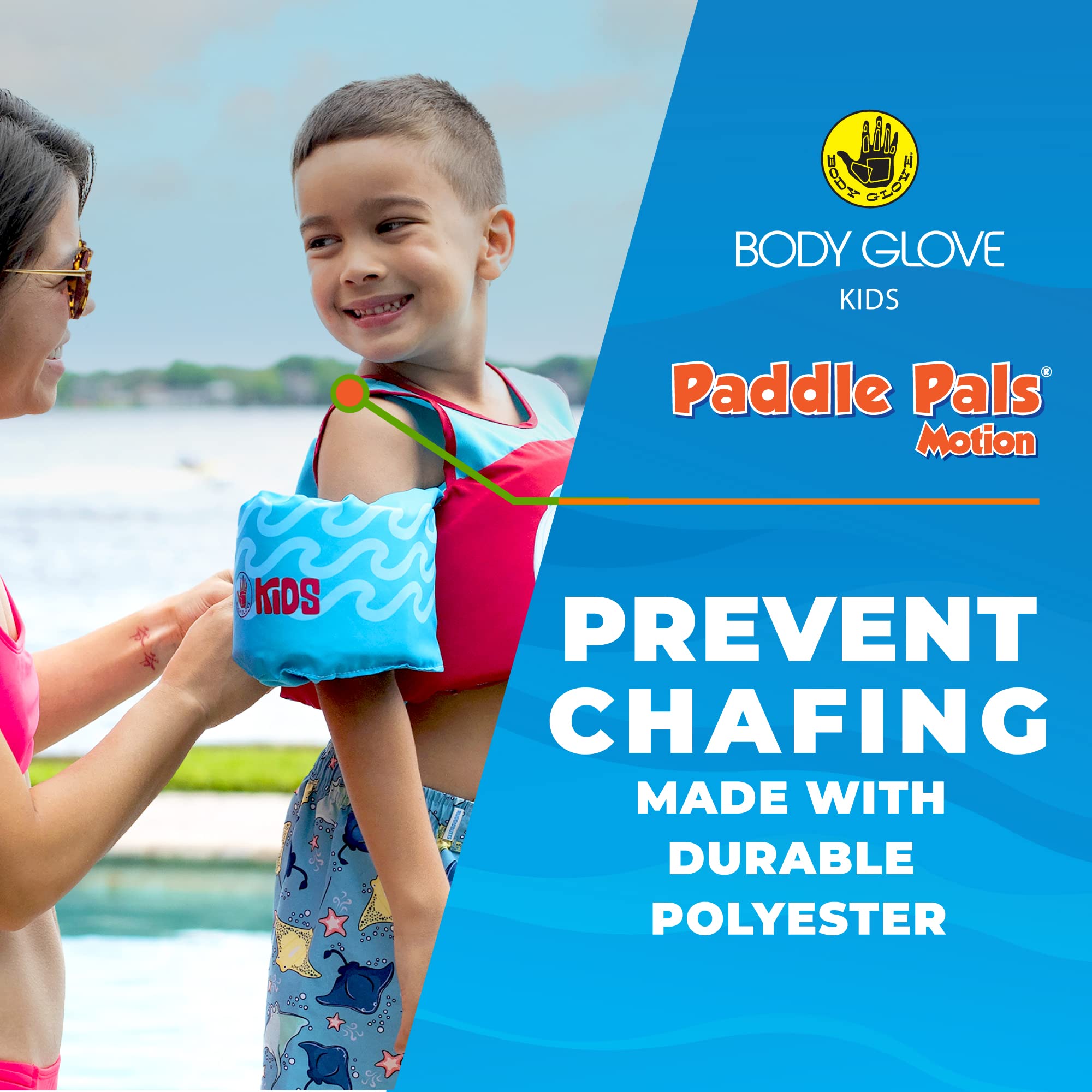 Body Glove Paddle Pals Motion Life Jackets -Shark USCG Approved Swim Vests for Kids 33-55lbs - Superior Comfort & Safety