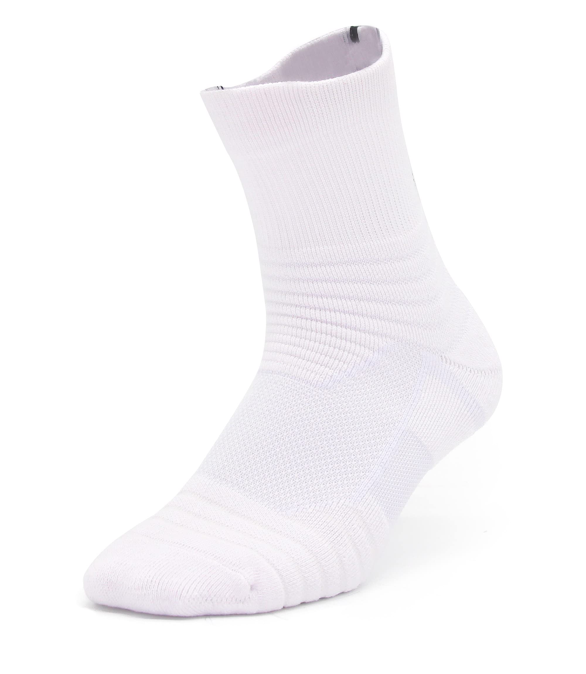 DILIBA Elite Basketball Socks Cushion ​Athletic Crew Socks for Men's Women's Youth Boy White