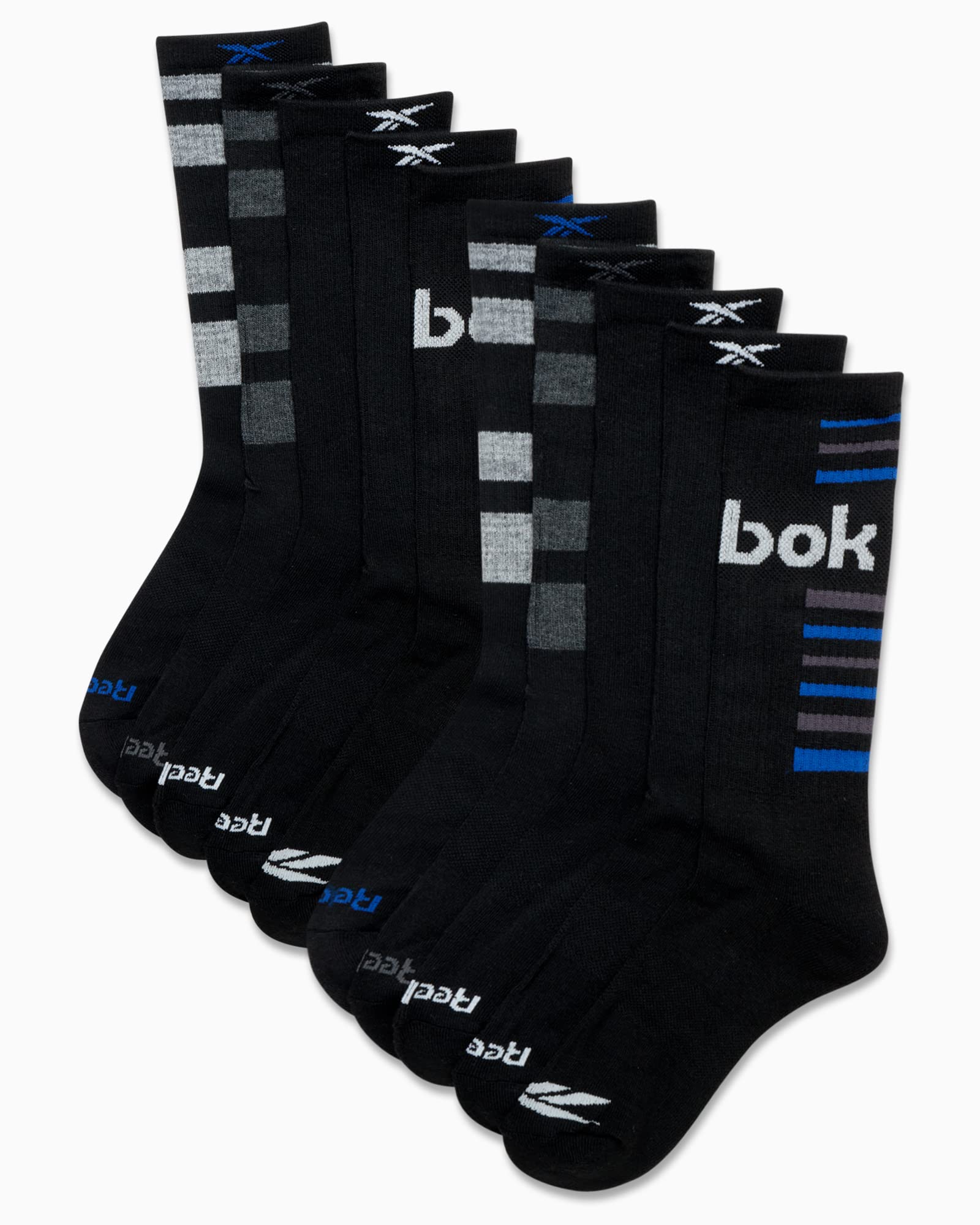 Reebok Men's Crew Socks - 10 Pack Mid-Calf Performance Cushion Comfort Crew Socks - Athletic Socks for Men (6-12.5), Size 6-12.5, Black/Grey Multi