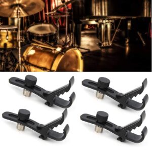 Watris Veiyi Drum Microphone Clip, 4Pcs Microphone Drum Mount, Drum Rim Mic Clips, Drum Microphone Clamp, Shockproof Drum Microphone Securing Clip Musical Instrument Supplies