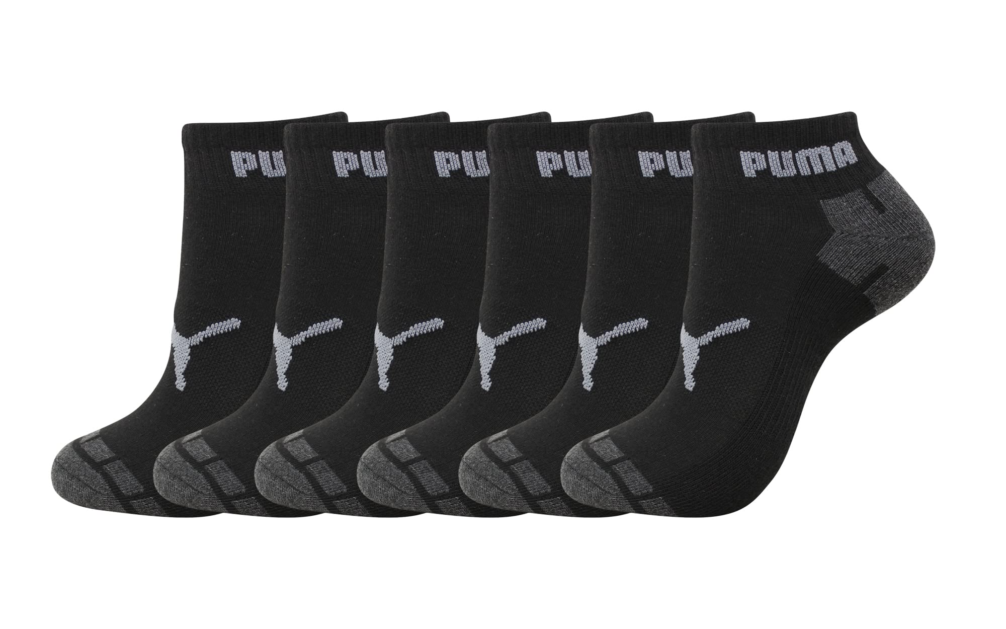 PUMA Men's 6-Pack Quarter Crew Socks, Charcoal, 10-13 US (P116381-010)