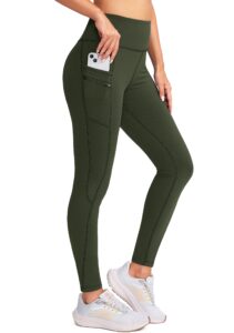 g gradual women's fleece lined winter leggings with pockets water resistant high waisted thermal warm pants running hiking(olive_green,s)