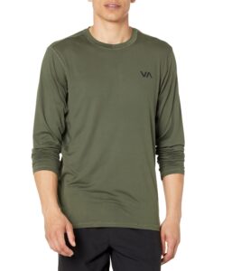 rvca mens sport vent long sleeve tee - dark olive | small