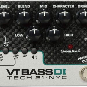 Briskdrop Tech 21 SansAmp Character Series VT Bass DI Bundle with 2 Instrument Cables and Tuner