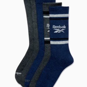 Reebok Men's Crew Socks - 5 Pack Comfort Cushion Performance Crew Socks for Men - Classic Men's Sports Socks (Size: 6-12.5), Size 6-12.5, Navy/Grey