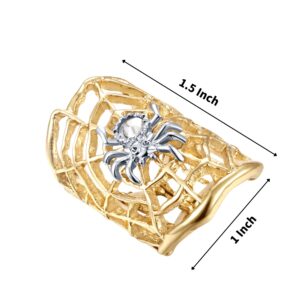 Darupo Women’s Punk Spider Rhinestone Adjustable Statement Ring Gothic Wide Band Ring Party Cocktail Jewelry (Silver)