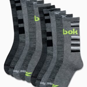 Reebok Men's Crew Socks - 10 Pack Mid-Calf Performance Cushion Comfort Crew Socks - Athletic Socks for Men (6-12.5), Size 6-12.5, Grey Assorted