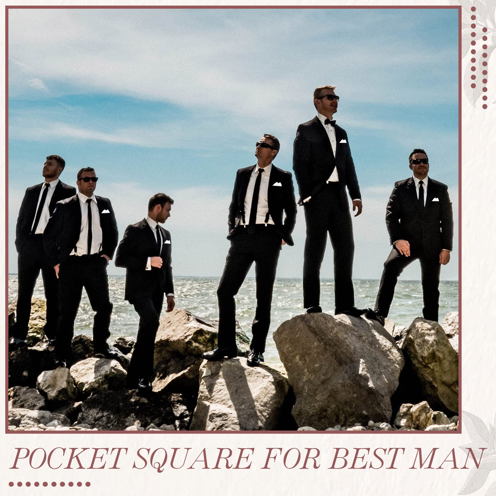 10 Pcs Pocket Squares for Men Silk Pocket Squares Suit Handkerchief for Groomsmen Wedding Party (White)