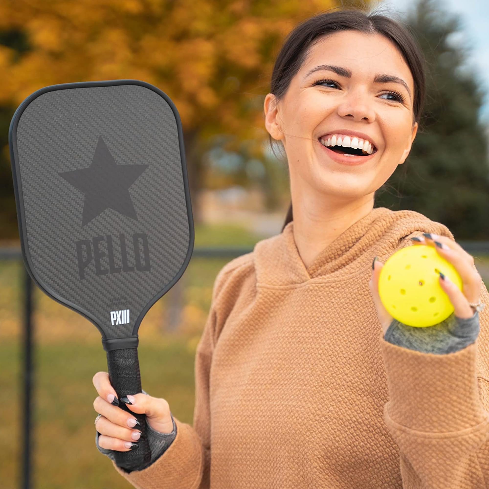 PELLO PXIII Carbon Fiber Pickleball Paddle | Elongated USAPA Approved | Pro-Level Performance Pickleball Paddle for Power, Spin & Control | Carbon Fiber Pickle Ball Paddle Women and Men | (Black)