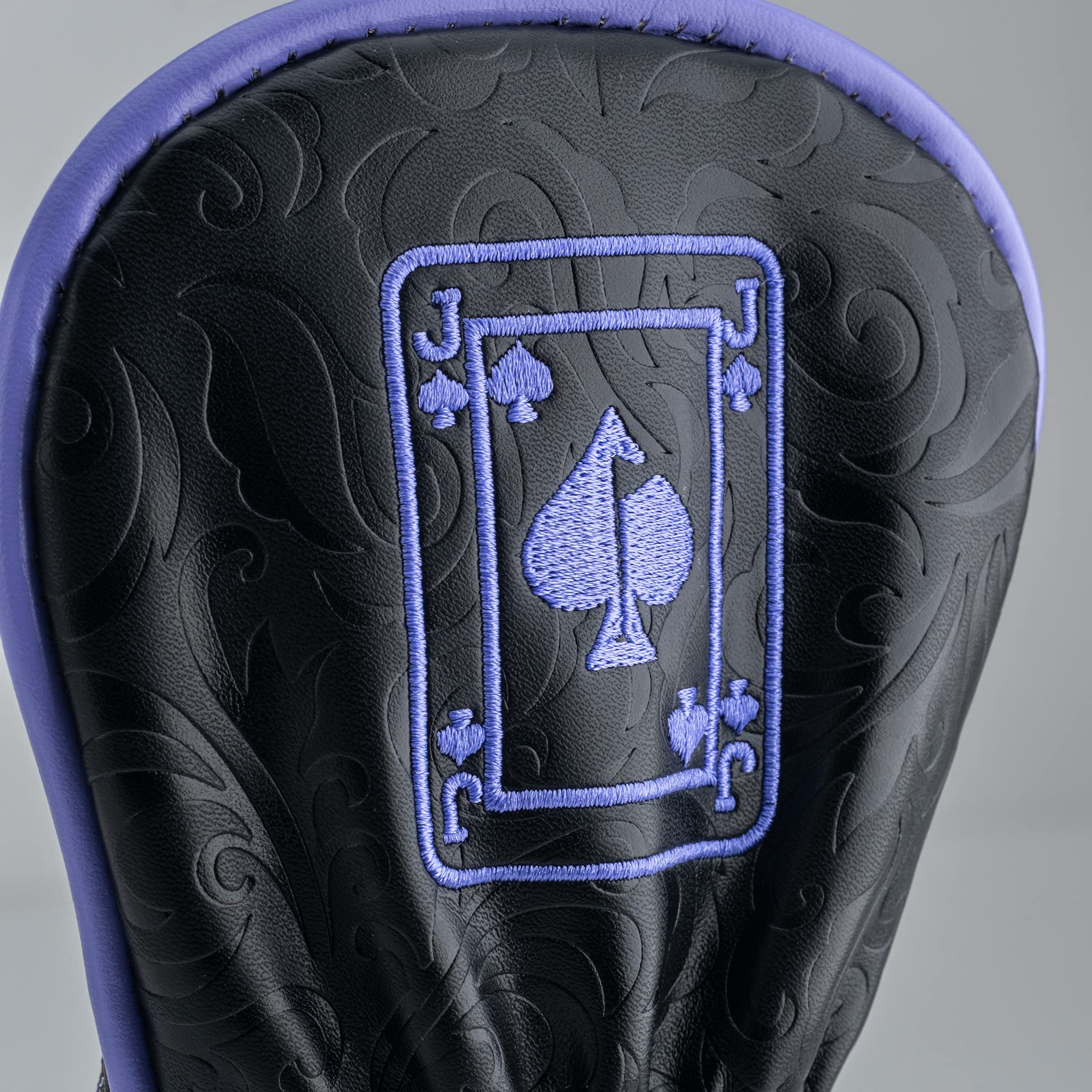 Pins & Aces Royal Flush Head Cover - Premium, Hand-Made Leather Headcover - Ace of Spades & Magnetic Closure, Tour Quality Golf Club Cover - Style and Customize Your Golf Bag Hybrid (Black)