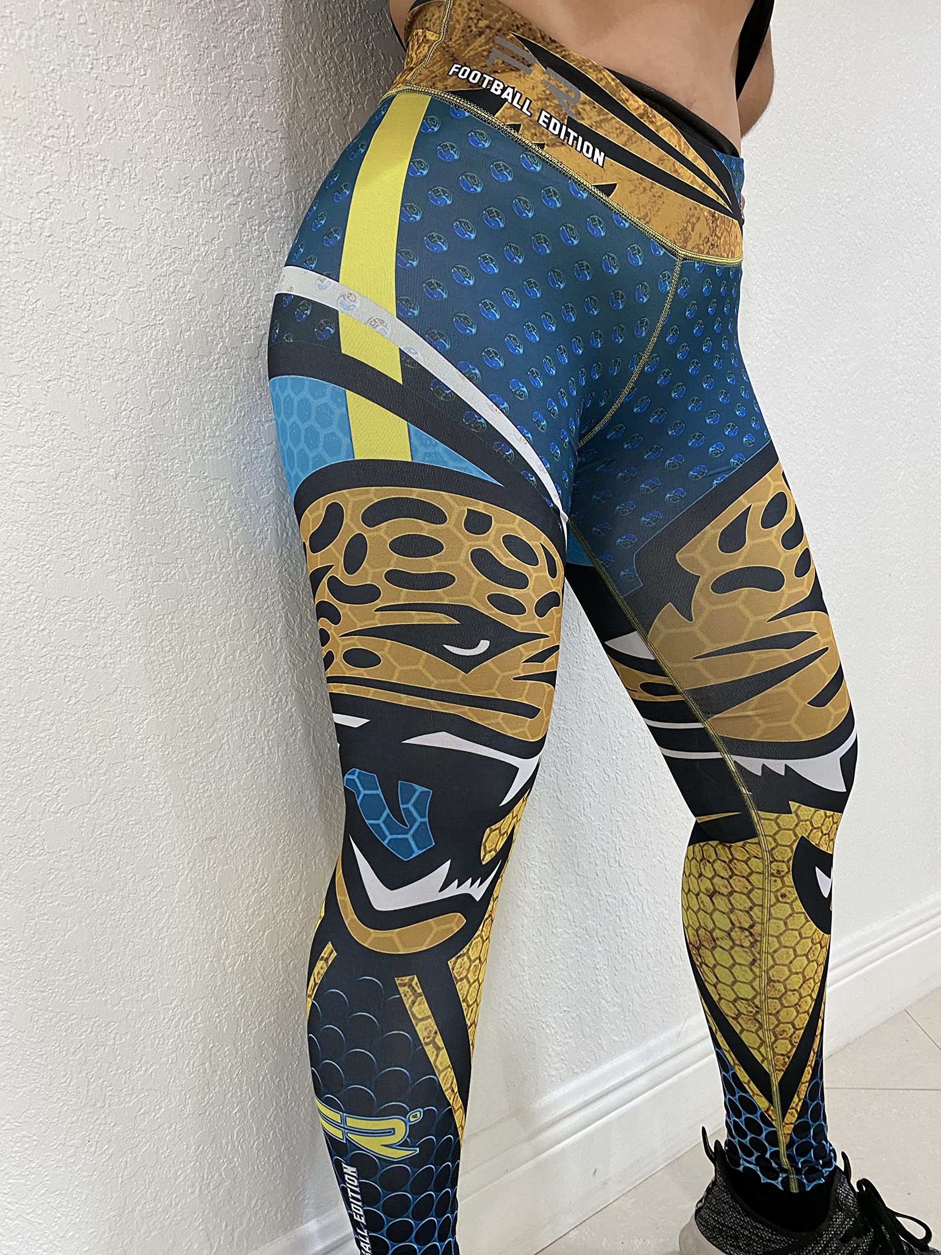 FP Football Leggings for Women Teens, Unisex Leggings, Fiber Colombia Leggings Fitness Workout Running Printed Pants JV Jaguars