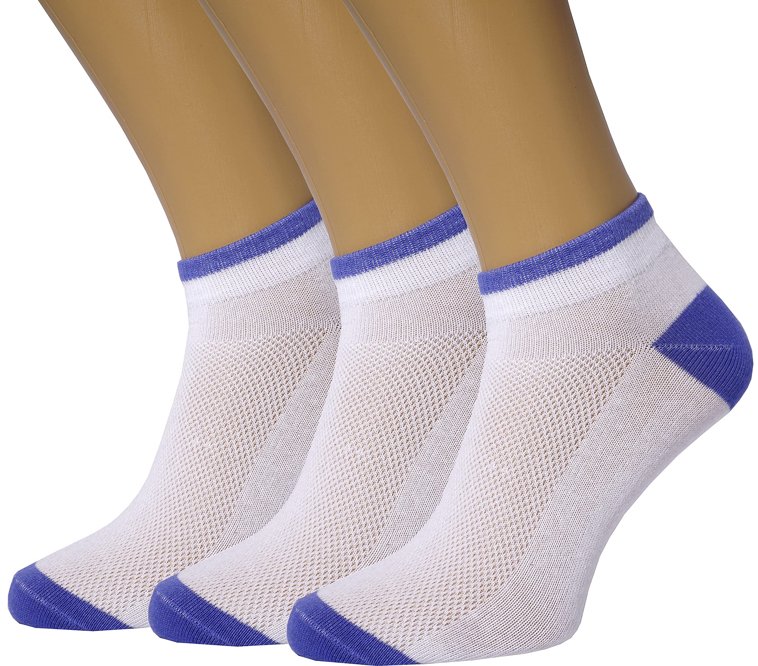 3 Pack Unisex Ultra Thin Breathable Dry Fit Low Cut Running Ankle Socks black white grey color (White/Blue, Shoe Sizes 6-12 US/Socks Sizes 10-13)