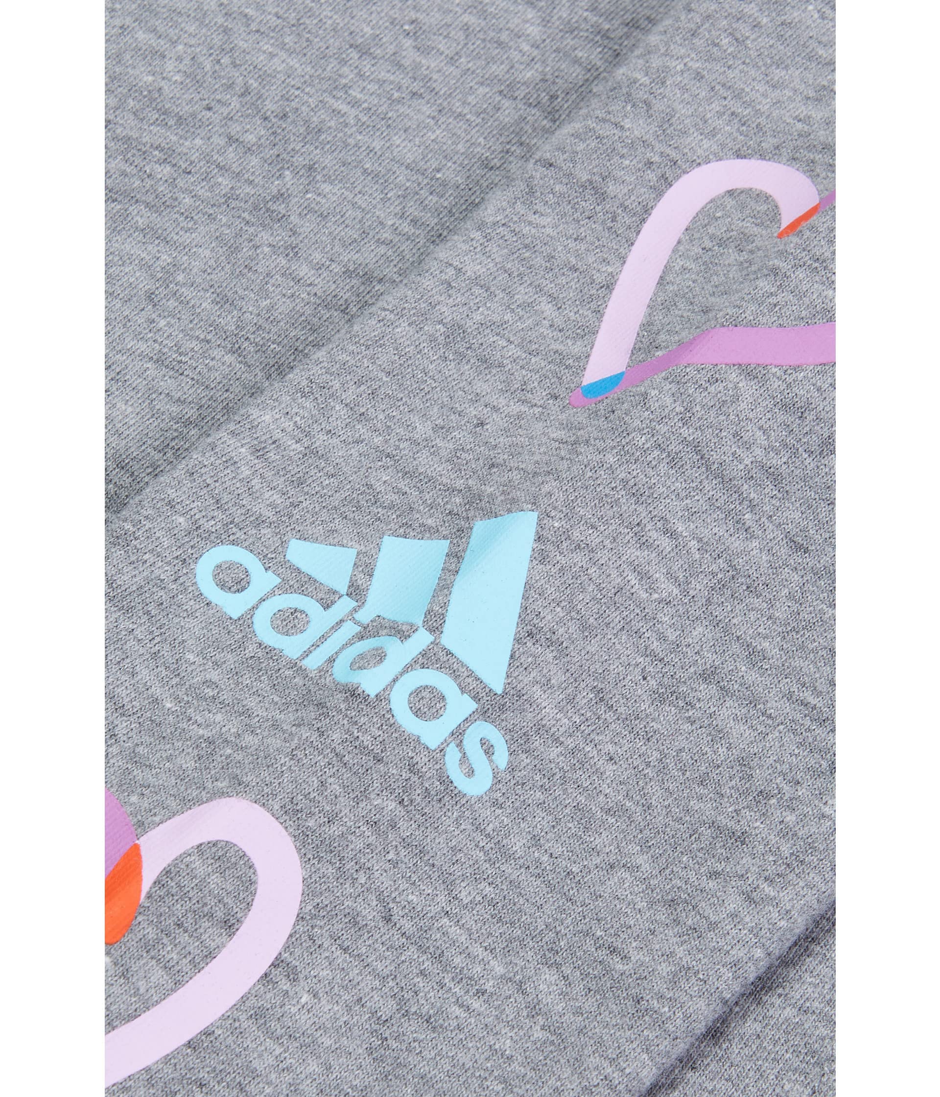 adidas Girls' Long Sleeve Hooded Graphic Tee, Charcoal Grey Heather, Medium (10/12)