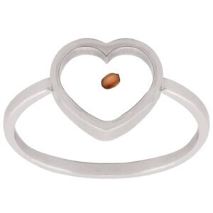 Heart Shaped Mustard Seed Ring for LDS and Christian Women of Faith in Silver and Gold with Mustard Seed Encased LDS Rings and Jewelry (Silver, 6)