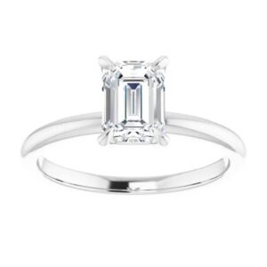 10k solid white gold handmade engagement ring, 1 ct emerald cut moissanite diamond solitaire wedding/bridal rings for women/her, minimalist anniversary ring gifts (10.5)