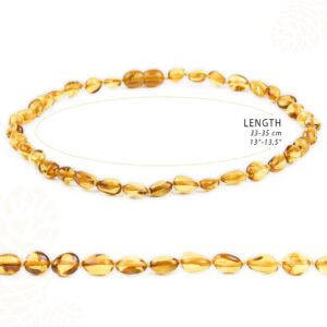 AMAZING AMBER Necklace - 100% Authentic Amber (Golden Honey, 13.5 inches), Certified Amber Necklace with Safety Clasp and Knotted Beads - Real Amber Necklace