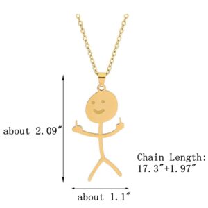 COLORFUL BLING Set Funny Doodle Smile Face Necklace Earrings Chain Link Pendant Necklace Drop Dangle Earrings for Women Men Jewelry Gifts Unique Handmade Aesthetic Trendy Simple-Gold