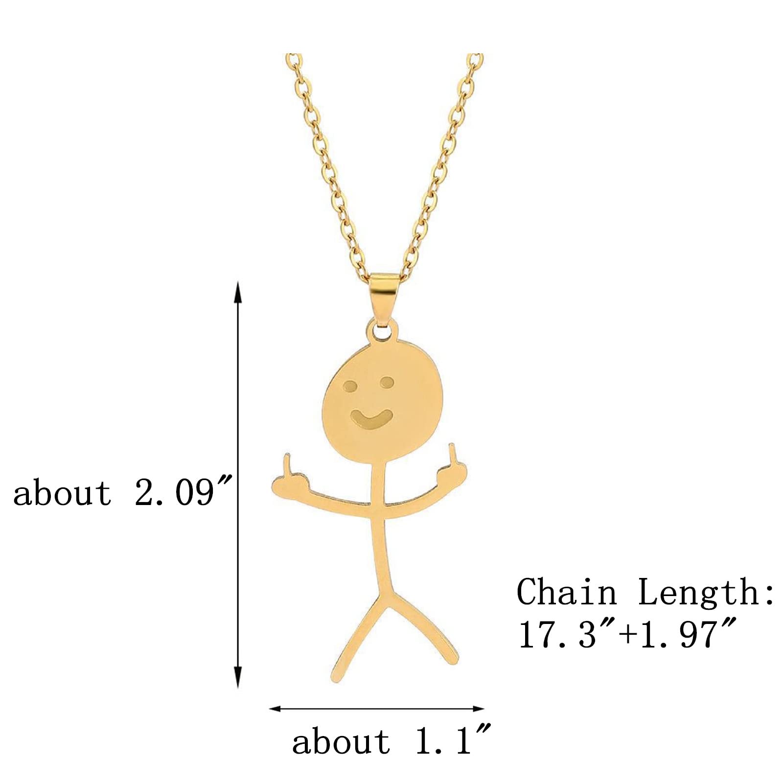 COLORFUL BLING Set Funny Doodle Smile Face Necklace Earrings Chain Link Pendant Necklace Drop Dangle Earrings for Women Men Jewelry Gifts Unique Handmade Aesthetic Trendy Simple-Gold