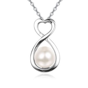 aeneas heart infinity pearl necklace sterling silver single pearl drop necklace pearl pendant jewelry gifts for women collar de perlas para mujer