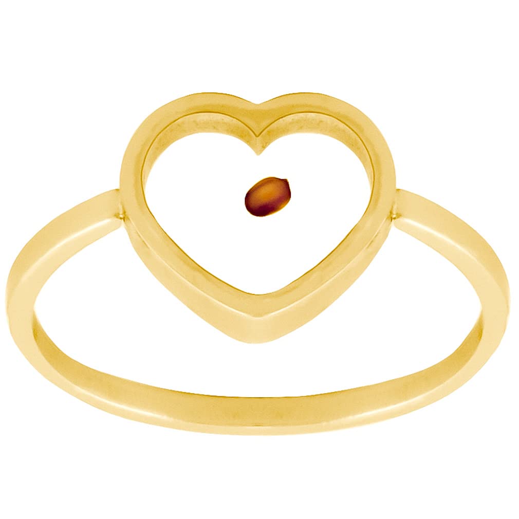 Heart Shaped Mustard Seed Ring for LDS and Christian Women of Faith in Silver and Gold with Mustard Seed Encased LDS Rings and Jewelry (Silver, 6)