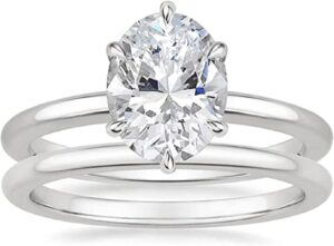 moissanite world 5 ct moissanite oval engagement ring set, wedding ring bridal set in sterling silver, colorless moissanite, vvs1 clarity, prong set for her (6)