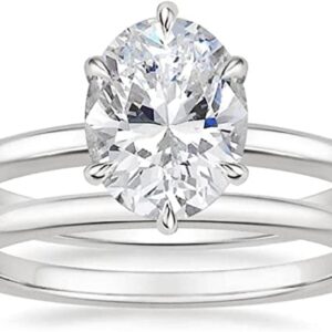 Moissanite World 5 CT Moissanite Oval Engagement Ring Set, Wedding Ring Bridal Set in Sterling Silver, Colorless Moissanite, VVS1 Clarity, Prong Set for Her (6)