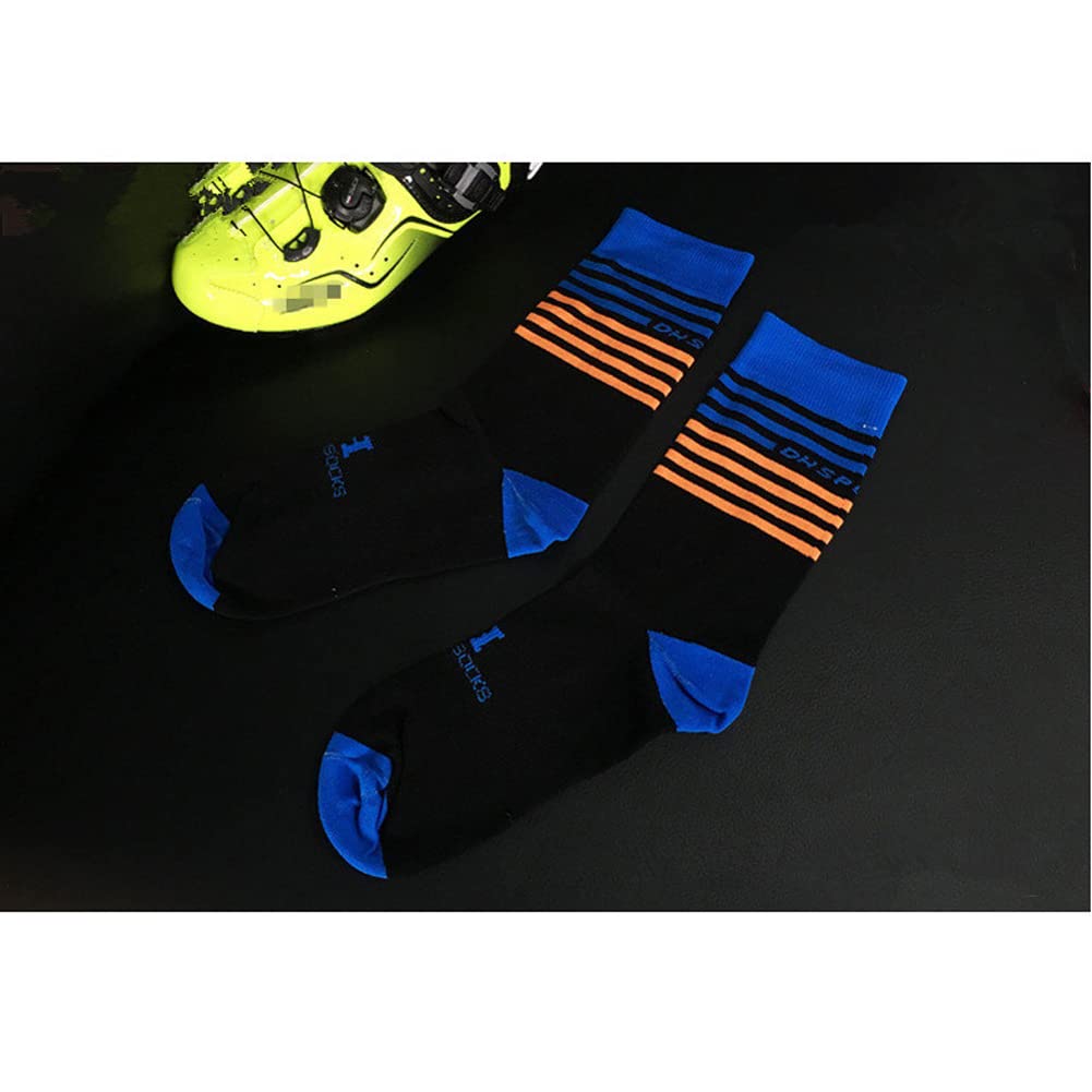 Cycling Socks Pro Mens Womens Riding Bicycle Bike Sport Ankle Athletic XC MTB BMX Orange Pink Blue Green Grey (Grey & Orange), 8-10 (DH07)