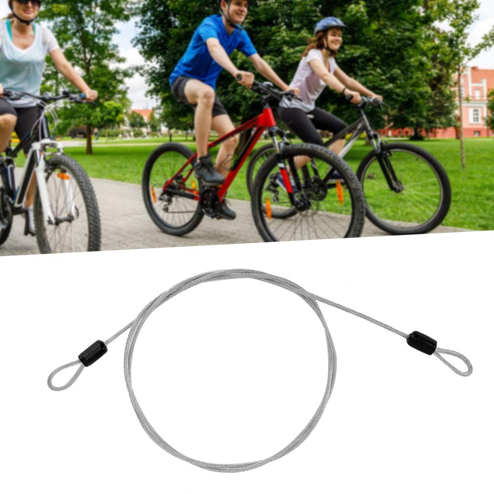 Outdoor Travel Security Cable Lock, Cycling Sports Internal Steel Wire and External Plastic Security Loop Cable bike Scooter Lock (Silver)