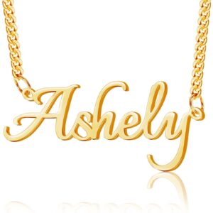 yestime custom name necklace personalized - 18k gold plated customized name plate necklaces gifts for women girlfriend