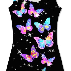 TUONROAD Gymnastics Leotards with Shorts for Girls 9-10 Years Old Leopard Black Butterflies Bike Short