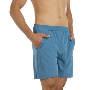 GRAMVAL Running Shorts 6" Quick Dry Gym Athletic Workout Shorts for Men with Pockets Steel Blue