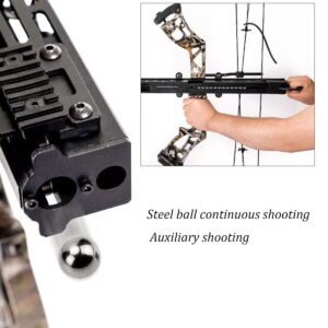 Compound Bow Steel Ball Track Launcher 20-70lbs Composite/Recurve Bow Assistant ，Stores up to 16 15mm Steel Balls，Single/Double Launch