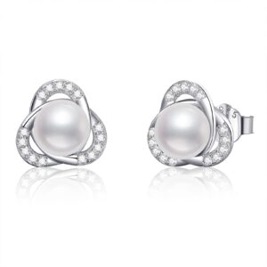 Pearl Stud Earrings for Women Sterling Silver Pearl Studs Pearl Earrings Studs Pearl Stud Earrings Jewelry Gift for Women