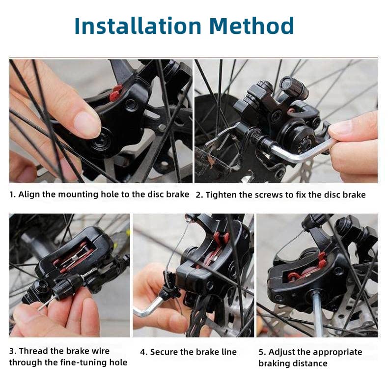 MOONDKIST Bike Disc Brake Kit, Bike Mechanical Disc Brake Set, Front and Rear Disc Brake for Road Bike, Mountain Bike