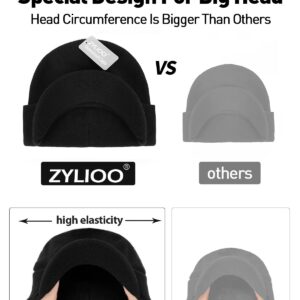 Zylioo Large Size Warm Beanie Cap,Winter Knitted Skiing Cap for Big Heads,Solid Color Warm Watch Cap