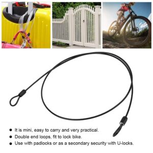 Outdoor Travel Security Cable Lock, Cycling Sports Internal Steel Wire and External Plastic Security Loop Cable bike Scooter Lock (Black)