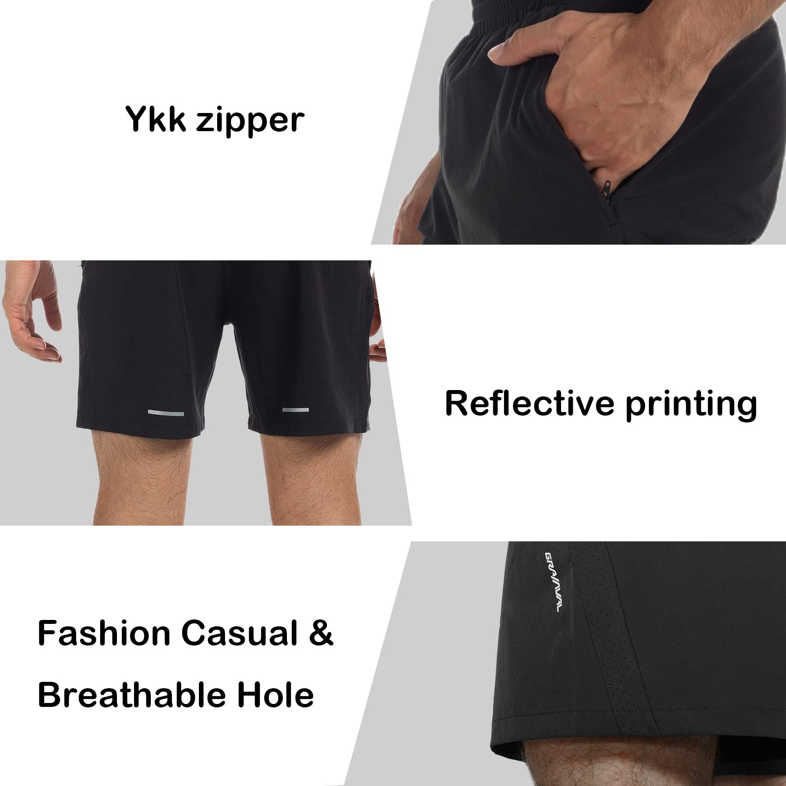 GRAMVAL Running Shorts 6" Quick Dry Gym Athletic Workout Shorts for Men with Pockets Black