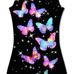 TUONROAD Gymnastics Leotards with Shorts for Girls 9-10 Years Old Leopard Black Butterflies Bike Short