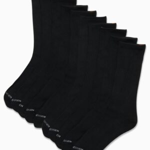 Van Heusen Men's Crew Socks - 10 Pack Performance Stretch Cushioned Crew Socks - Breathable Athletic Socks for Men (6-12.5), Size 6-12.5, Black