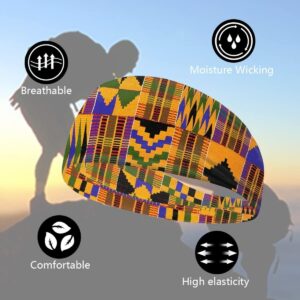 JooMeryer 2 Pack Sports Workout Headband for Unisex Men Women, Non-Slip Stretchy Sweatband Cycling Runing Workout Outdoor Sport,African,2pcs