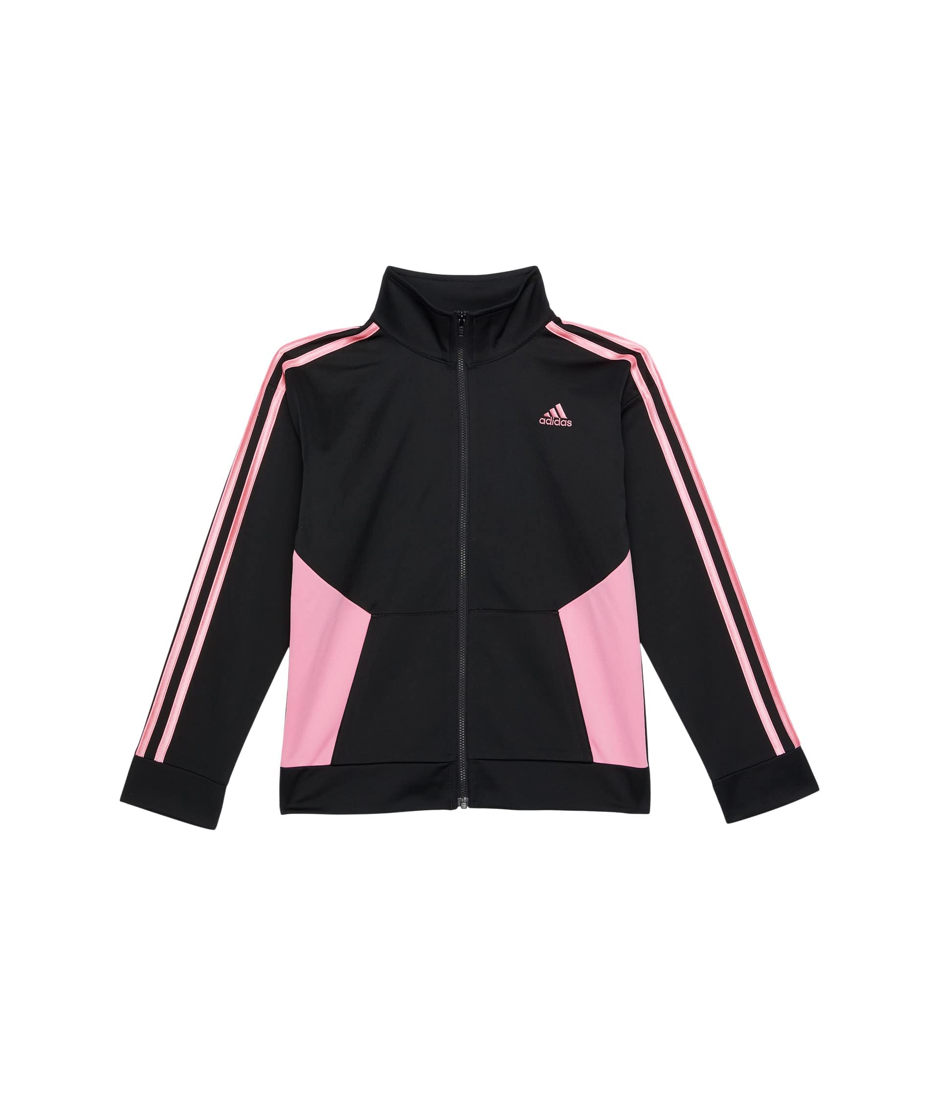 adidas Girl's Essential Tricot Jacket (Big Kids) Black/Pink MD (10-12 Big Kids)