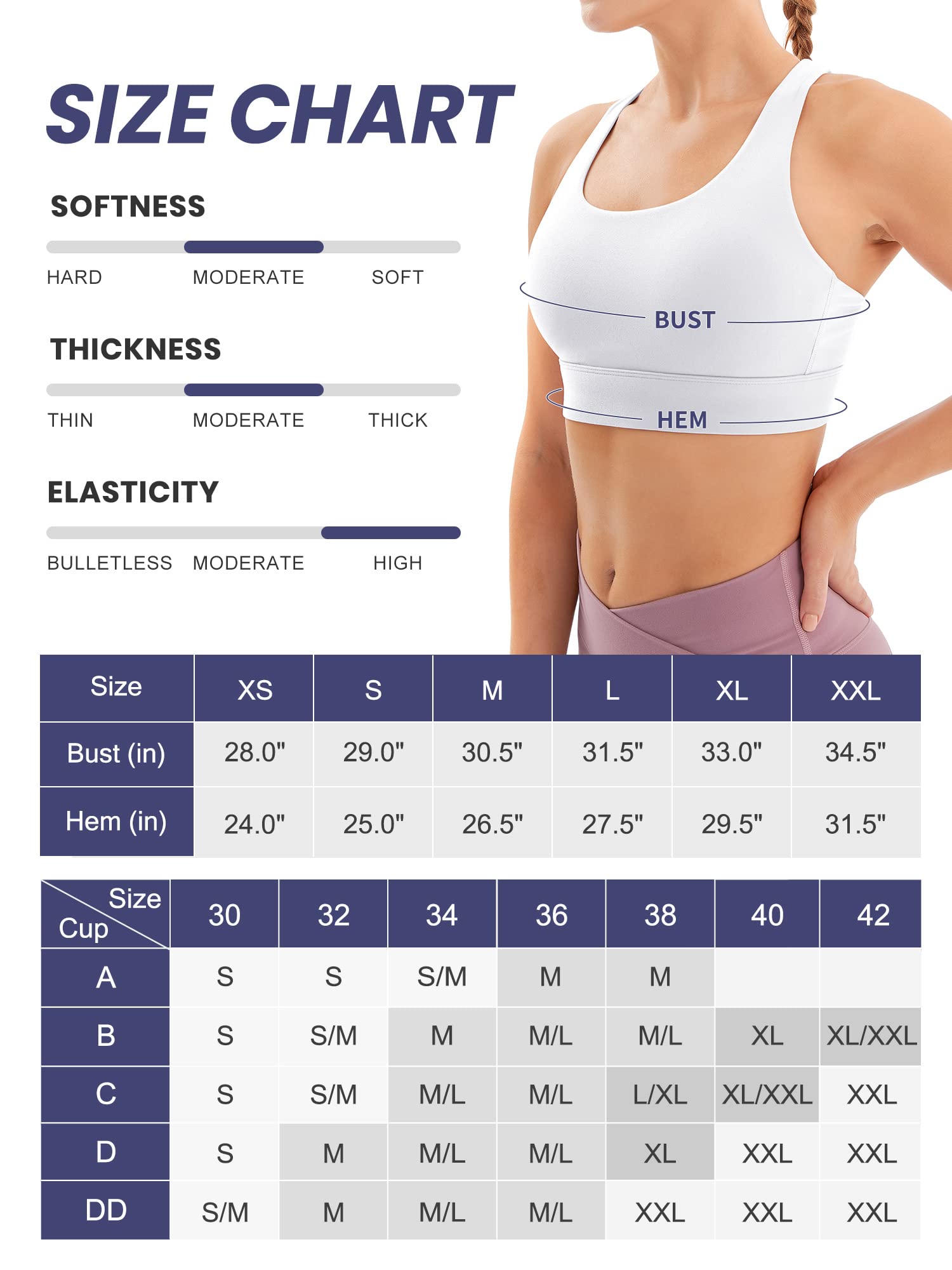 IUGA White Sports Bras for Women High Support Large Bust High Impact Womens Sports Bras Strappy Padded Sports Bra