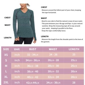 Soneven Thermal Fleece Lined Shirt Women Athletic Shirt Women Compression V Neck Shirts Long Sleeve Yoga Running T Shirt Golf Shirts