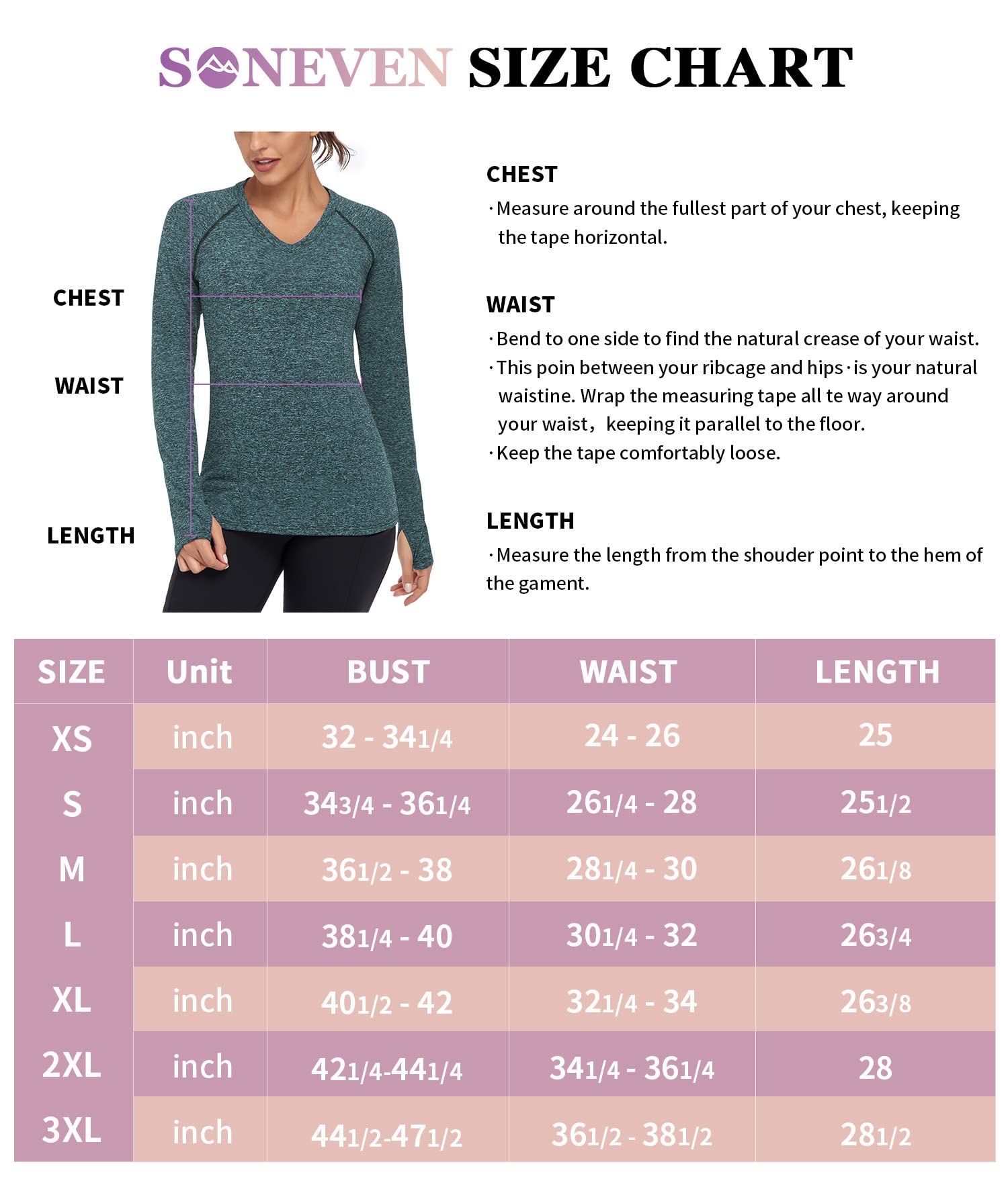 Soneven Thermal Fleece Lined Shirt Women Athletic Shirt Women Compression V Neck Shirts Long Sleeve Yoga Running T Shirt Golf Shirts