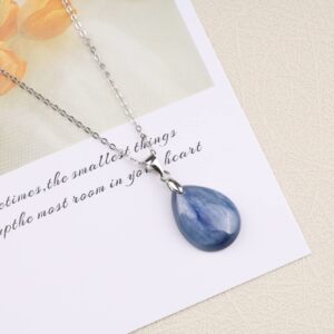 GAVU Crystal Teardrop Pendant Kyanite Blue Stone Necklace